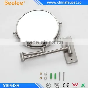 Round Brushed Bathroom Mirror Wall Mounted Foded Makeup Mirror thumbnail-1