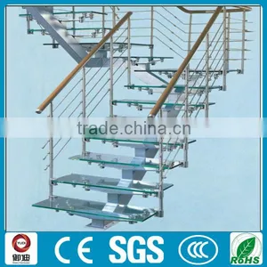 High Quality Tempered Glass Treads Iron Straight Staircase -YUDI thumbnail-3