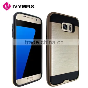 IVYMAX 2016 Hot Selling Brushed Metal Texture Black Hybrid Case Cover For Glaxy S7 G930 G930FD thumbnail-5