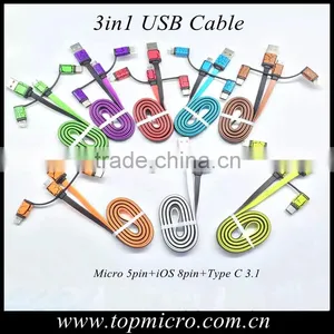 2016 Fashion Multi-function 3in1 Micro 5 IOS 8 Type-C Data Usb Cable thumbnail-1
