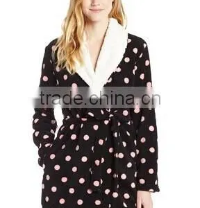 Women Wholesale Coral Fleece Microfiber Leopard Bathrobe thumbnail-3