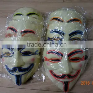 V for Vendetta el Wire Mask / EL Wire Halloween Mask / EL WIRE Masquerade Face Mask thumbnail-3