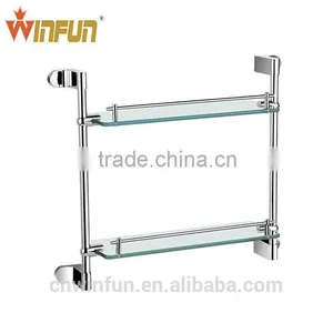 Hotel/Home Bathroom Zinc+brass Tempered Double Glass Shelf thumbnail-1