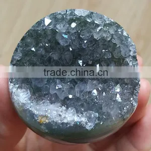 Polished Laughing Clear Crystal Ball Amethyst Geodes Spheres thumbnail-3