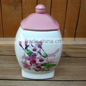 Factory Directly Ceramic Morning Glory Decal Biscuit Canister thumbnail-1