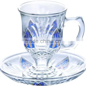 Decal Tea Glass Cup and Saucer Set thumbnail-1