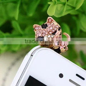 Rhinestone Dust Plug Luxurious Cat Earphone Dust Plug ,promotion Gift - A56 thumbnail-1