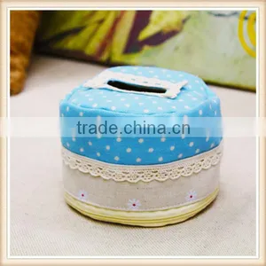 Cute Round Tissue Box /cotton and Linen Desk Storage Cylinder Tissue Box thumbnail-5
