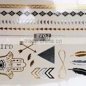 CMYK Machine Printing Body Jewelry Temporary Gold Tattoos thumbnail-2