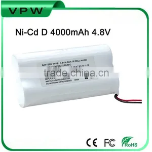 Factory Customized Rechargeable Ni-Cd D 4000mAh 4.8V Battery thumbnail-1