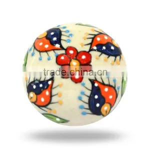 Ceramic Round Large Green Black Floral Design Knob thumbnail-6