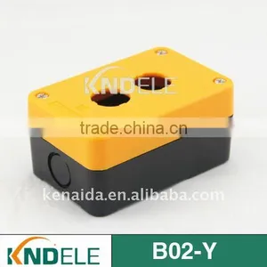 Push Button Plastic Remote Control Switch Box Two Hole Yellow and Black B02Y thumbnail-1