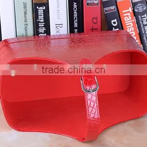 High Grade Crocodile Pattern Leather Magazine Clothing Wine Basket Holder for Storage, Leather Gift Basket thumbnail-5