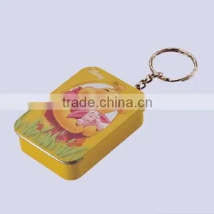 Promotional Cartoon Decoration Small Tin Box With Sliding Lid Coin Holder Key Chain Wholesale thumbnail-1