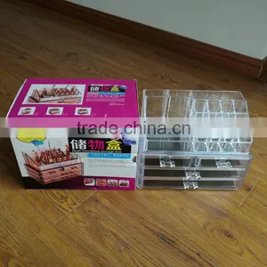 Wholesale Household 2pcs Clear Cosmetic Acrylic Makeup Organizer With 8 Grids 16 Darwers for Store Jewelry Cosmetic thumbnail-1