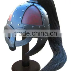 Medieval Leather Viking Armor Helmet With Tail / Leather Helmet thumbnail-1