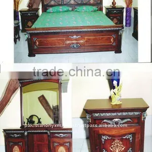 Wooden Antique Style Bed Set, Wooden Bed Set, Rosewood Beds thumbnail-1