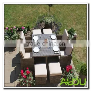 Audu RATTAN WICKER CONSERVATORY OUTDOOR GARDEN FURNITURE PATIO CUBE TABLE CHAIR SET thumbnail-1