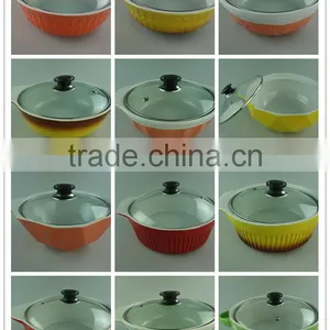 AB Grade Wholesale Stock Glazed Ceramic Casserole With Glass Lid,soup&stock Pot thumbnail-1