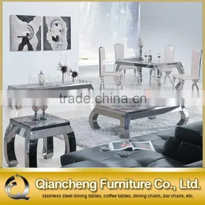 Square Coffee Table Center Table Stainless Steel Base Modern thumbnail-1