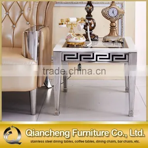 High Quality Mirrored Metal Feet Marble Top Side Table thumbnail-3