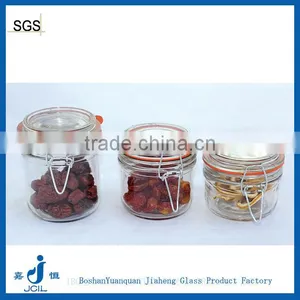 Round Glass Jar 200ml With Glass Locking Lid thumbnail-1