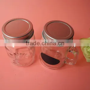 Small Handling Screw Cap Sealing Glass Mason Jar With Blackborad thumbnail-3