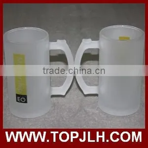 Transparent and Frosted Big Glass Beer Mugs With Handle thumbnail-1