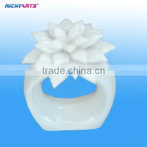 Plain White Porcelain Flower Napkin Ring thumbnail-1