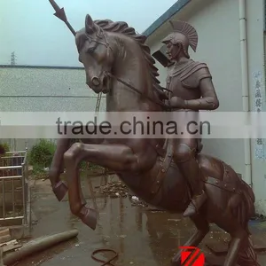 Cast Brass Greek Bronze Horse Statue With Man Sculpture thumbnail-1