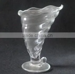 High Quality Clear Bugle Shape Ice Cream Glass Cup thumbnail-1