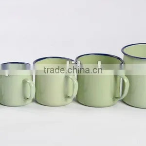 6/7/8/9/10/12cm GREEN Carbon Steel Metal Enamel Mug Plain thumbnail-1