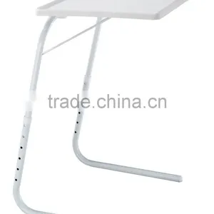Indoor Durable White Adjustable Folding Tray Table thumbnail-1