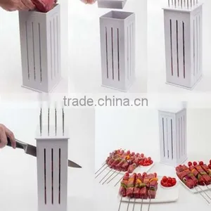 16 Holes Skewers Food Slicer Brochette Grill Kebab Maker Box BBQ Grill Kit Tool thumbnail-1