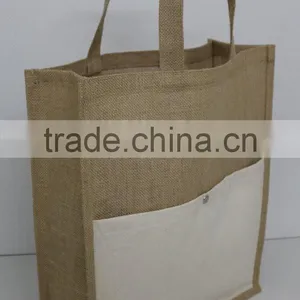 PP Laminated Jute Tote Bag With Canvas Pocket & With Jute Handle thumbnail-2