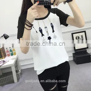 Custom Fashionable Logo Printing Women Round Neck Short Sleeves T Shirt thumbnail-5