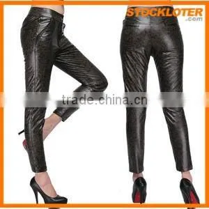 Very Cheap Popular Woman PU Thermal Trousers Stock Lot thumbnail-1