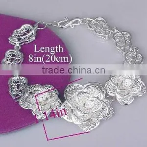 Fashion Silver Charm Bracelets, Flower & Leaf Charm Bracelets thumbnail-1
