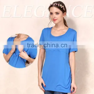 Wild Short Sleeve Nursing Clothes Solid Breastfeeding Clothing Small Fresh Pregnant Women T-shirts thumbnail-2