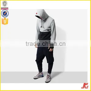OEM Service Warm Good Fabric Reglan Long Sleeve Grey Color Matching Thumb Hole Woven Label Male Sports Apparel thumbnail-1