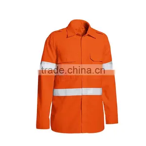 Custom Reflective Work Shirts High Quality Workwear Drill Spliced Work Shirt With 3MTape thumbnail-3