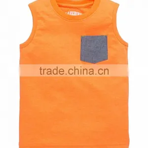 100% Ctn, S/J, 160 Gsm, Children Boys Vest With Pocket thumbnail-1