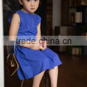 COOL KID ZONE 2016 Sleeveless Modern Cotton Linen Breathable Children Summer Girls Linen Dress thumbnail-4