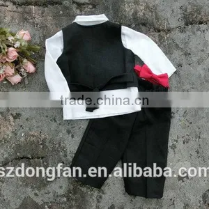 Cute Baby Boy Suit 3pcs Linen Ring Bearer Wear Shirts+Pants+Waistcoat thumbnail-3