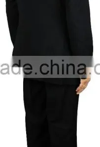 NAAMS MEN'S WOOL 2 BUTTON 2 VENT SLIM FIT SUIT JACKET FLAT FRONT PANT BLACK thumbnail-2