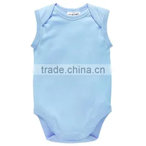 High Quality Sleeveless Blank White Cotton Baby Romper Bodysuit thumbnail-4