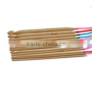 Natural Bamboo Flexible Afghan Tunisian Carpet Crochet Hooks Needles At Random Transparent 130cm Long thumbnail-2