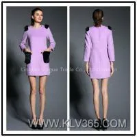 Women Fashion Clothing Wool Winter Dress thumbnail-1