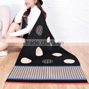 Classic Jacquard Cashmere Dot Houndstooth Long Thick Winter Scarf Shawl thumbnail-4
