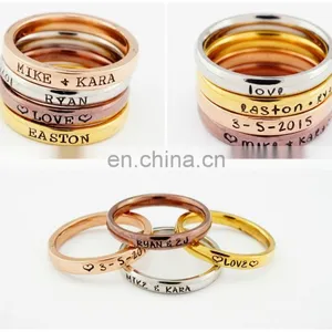 Personalized Stacking Name Ring for Mother Hand Stamped thumbnail-1